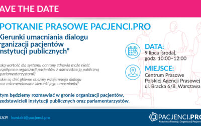 SAVE THE DATE | Zaproszenie na konferencję prasową: „Kierunki umacniania dialogu organizacji pacjentów i instytucji publicznych”